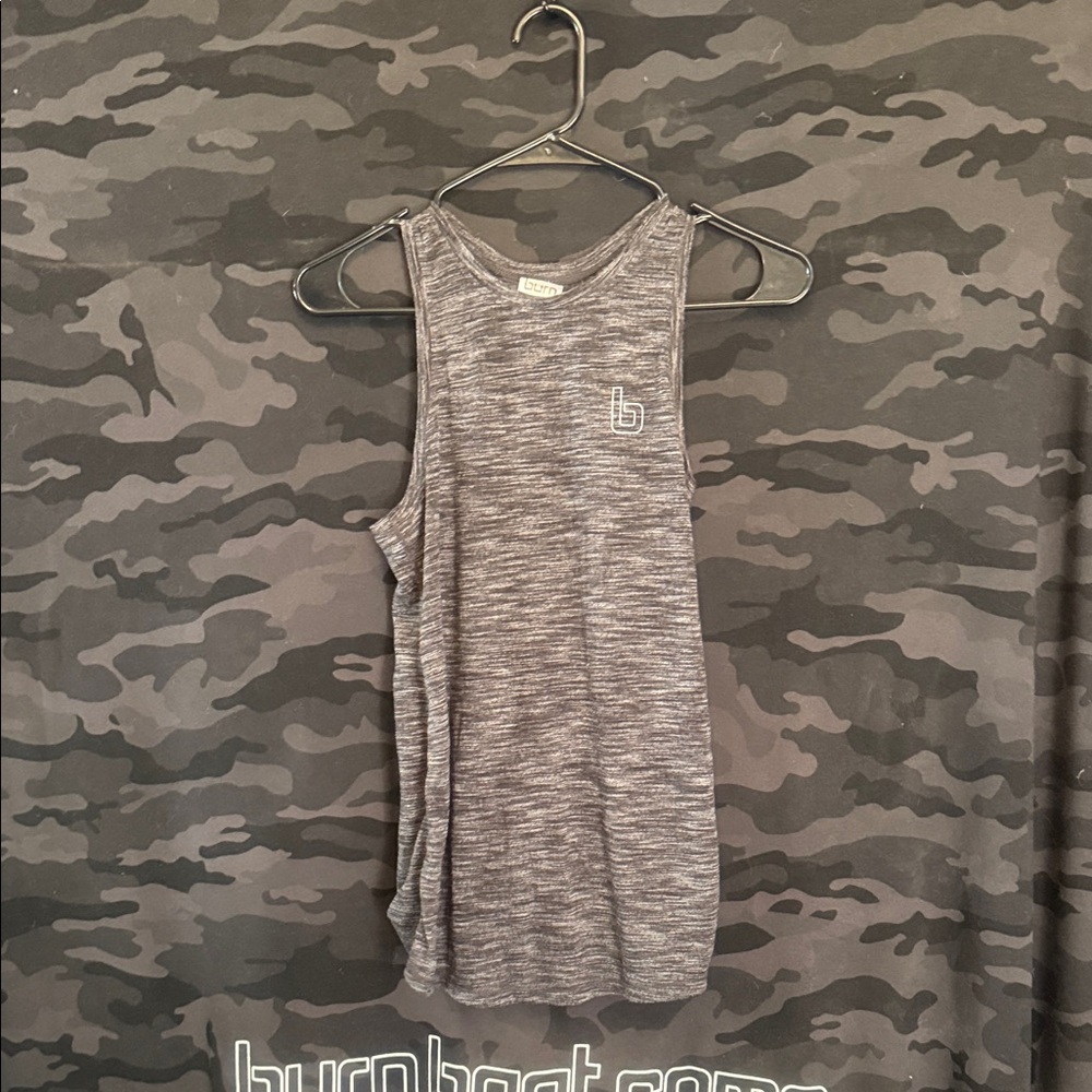 Heather Black Athletic Tank Top with Subtle Logo